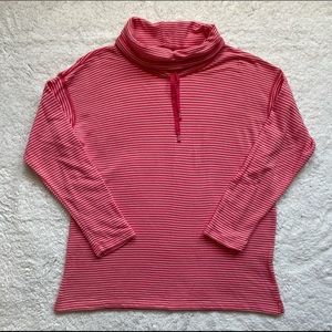 Chaps Denim Coral/white Striped Top L